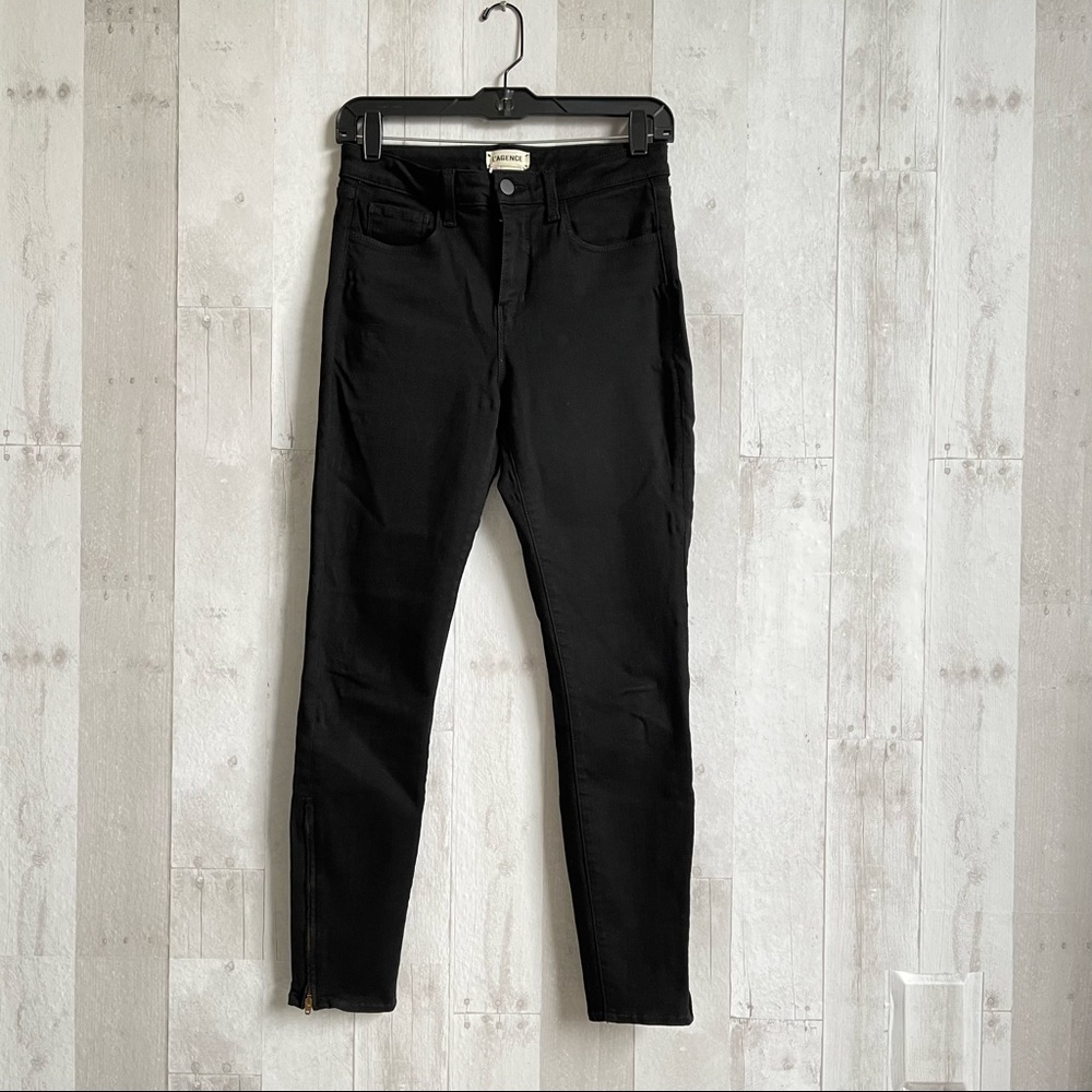 L’agence size 25 high waisted black skinny jeans side gold zipper